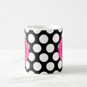 Zwart en warm roze | Big Polka Dots Monogramed Koffiemok (Center)