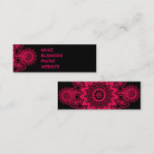 Zwart en warm roze Fuchsia Lace Snowflake Design Mini Visitekaartje (Voorkant / Achterkant)