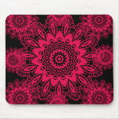 Zwart en warm roze Fuchsia Lace Snowflake Design Muismat (Voorkant)
