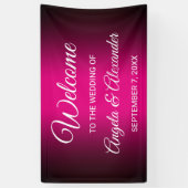 Zwart en warm roze verloop bruiloft spandoek (Verticaal)