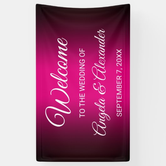Zwart en warm roze verloop bruiloft spandoek (Verticaal)