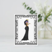  zwart en wit 1930 Drama Evening Gown Briefkaart (Staand voorkant)