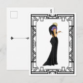  zwart en wit 1930 Drama Evening Gown Briefkaart (Voorkant / Achterkant)