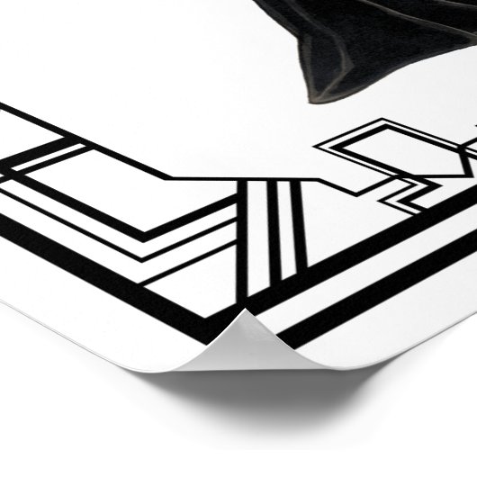  zwart en wit 1930 Drama Evening Gown Poster (Hoek)