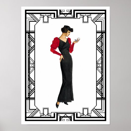 zwart en wit, 1930's Evening Gown Poster (Voorkant)