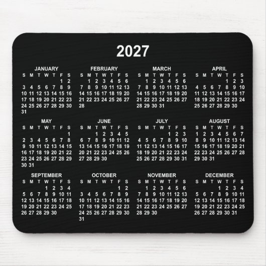 Zwart en Wit 2027 Agenda Muismat (Voorkant)