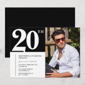 Zwart en wit 20ste verjaardag kaart (Voorkant / Achterkant)