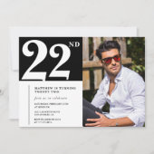 Zwart en wit 22e verjaardag kaart (Voorkant)