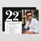 Zwart en wit 22e verjaardag kaart (Voorkant / Achterkant)