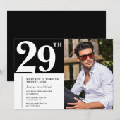 Zwart en wit 29ste verjaardag kaart (Voorkant / Achterkant)