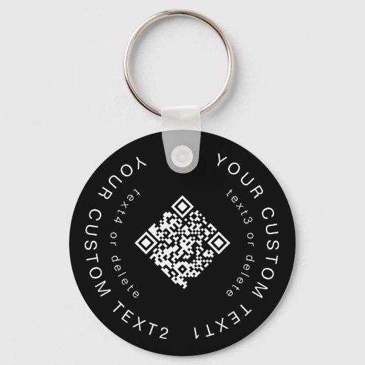 Zwart en wit 2 zijdelings QR Code Business Merk Sleutelhanger (Voorkant)