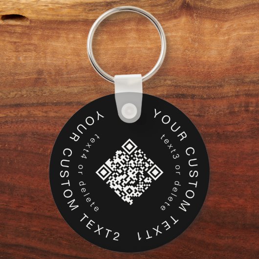 Zwart en wit 2 zijdelings QR Code Business Merk Sleutelhanger (Voorkant)