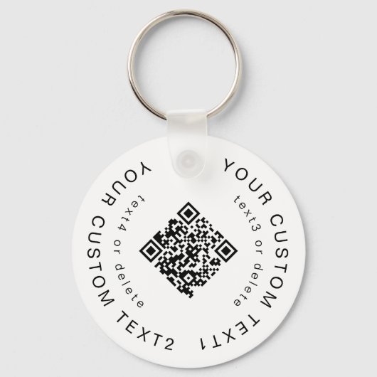 Zwart en wit 2 zijdelings QR Code Business Merk Sleutelhanger (Achterkant)
