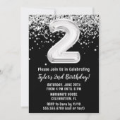 Zwart en wit 2de verjaardagsfeestje kaart (Voorkant)