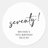 Zwart en wit 40 jaar 70 jaar ronde sticker (Voorkant)