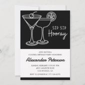 Zwart en Wit 40ste Verjaardag Uitnodiging Cocktail (Voorkant)