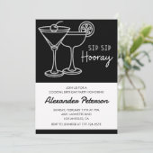 Zwart en Wit 40ste Verjaardag Uitnodiging Cocktail (Staand voorkant)