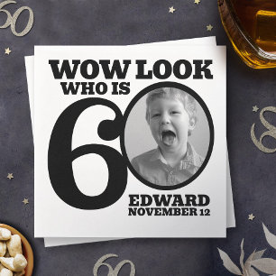 Zwart en wit 60ste verjaardag foto kijken wie is servet