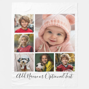 Zwart en Wit 6 Foto Collage --- KAN kleur aanpasse Fleece Deken