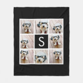Zwart en Wit 8 Foto Collage Aangepast Monogram Fleece Deken (Voorkant)