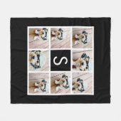 Zwart en Wit 8 Foto Collage Aangepast Monogram Fleece Deken (Voorkant (Horizontaal))