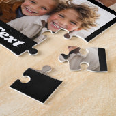 Zwart en Wit 9 Foto Collage Aangepaste Monogram Legpuzzel (Zijkant)