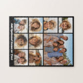 Zwart en Wit 9 Foto Collage Aangepaste Monogram Legpuzzel (Horizontaal)