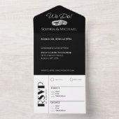 Zwart en wit aangelegenheid-Trouringen- All In One Uitnodiging (Binnen)