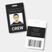 Zwart en wit aangepast bemanning foto ID badge (Voor- en achterkant)