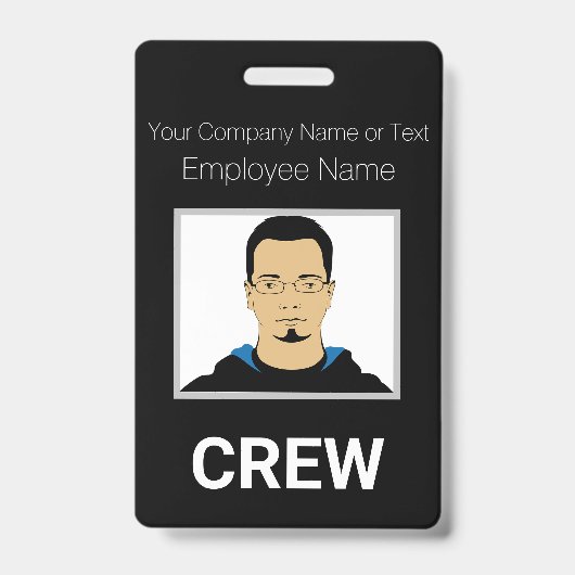 Zwart en wit aangepast bemanning foto ID badge (Voorzijde)