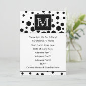Zwart en wit aangepast monogram. Hexagon Stippen. Kaart (Staand voorkant)