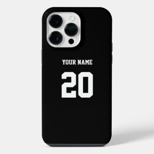 Zwart en wit aangepast nummer en naam iPhone 14 pro max hoesje