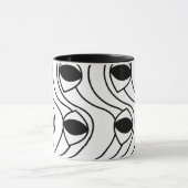 Zwart en wit abstract gebogen mok (Midden)