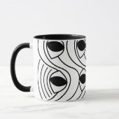 Zwart en wit abstract gebogen mok (Links)