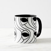 Zwart en wit abstract gebogen mok (Voorkant rechts)