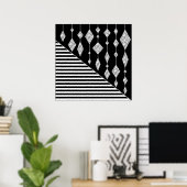 Zwart en wit, abstract, geometrisch, eenvoudig, Sc Poster (Thuiskantoor)