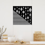 Zwart en wit, abstract, geometrisch, eenvoudig, Sc Poster (Keuken)
