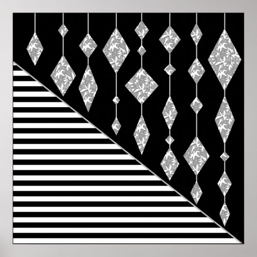 Zwart en wit, abstract, geometrisch, eenvoudig, Sc Poster (Voorkant)
