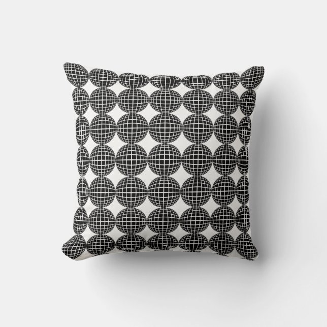 Zwart en Wit Abstract Geometrische Vorm Kussen (Voorkant)