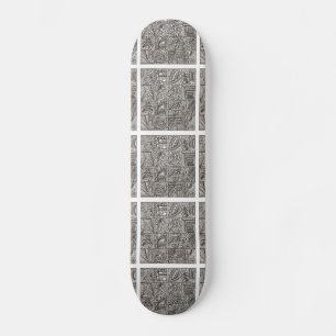 Zwart en wit, Abstract kunstinktpatroon met doodle Skateboard