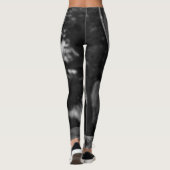 Zwart en wit abstract met gepersonaliseerde naam leggings (Achterkant)