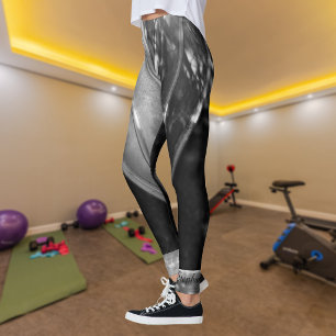 Zwart en wit abstract met gepersonaliseerde naam leggings