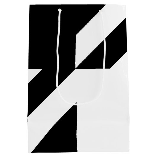 Zwart en wit abstract ontwerp medium cadeauzakje (Achterkant)