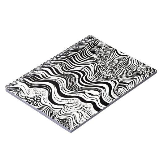 Zwart en wit abstract ontwerp notitieboek (Linkerzijde)