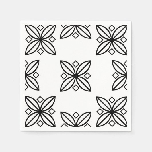 Zwart en wit abstract ontwerp servet (Voorkant)