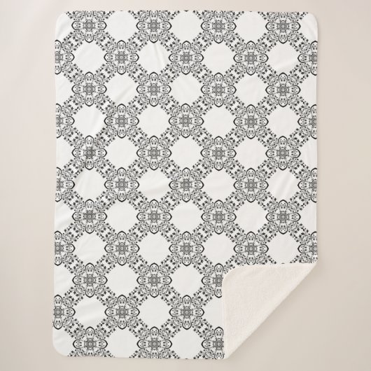 Zwart en wit abstract ontwerp sherpa deken (Voorkant)