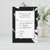 Zwart en wit abstracte muziek RSVP met menu keuze (Staand voorkant)