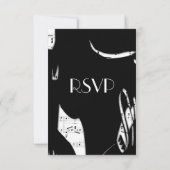 Zwart en wit abstracte muziek RSVP met menu keuze (Achterkant)