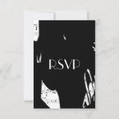 Zwart en Wit Abstracte Muziek RSVP met Menu Keuze (Achterkant)