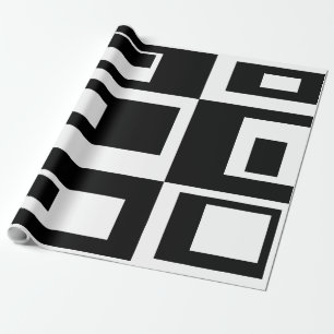 Zwart en Wit Abstracte Vierkanten Inpakpapier